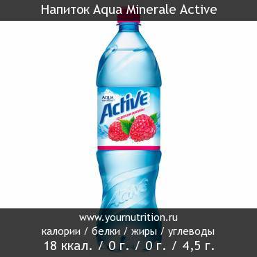 Напиток Aqua Minerale Active: калорийность и содержание белков, жиров, углеводов