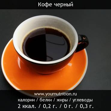 Кофе черный: калорийность и содержание белков, жиров, углеводов